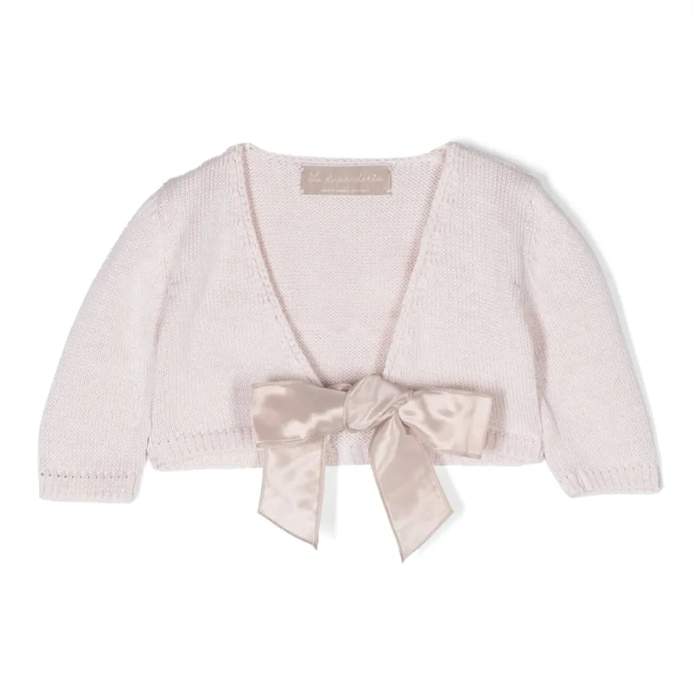 Кардиган с V-образным вырезом и бантом