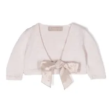 Кардиган с V-образным вырезом и бантом