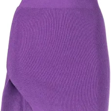 Мини-юбка асимметричного кроя в рубчик