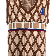 Жилет с V-образным вырезом и геометричным узором