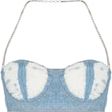 Укороченный топ из вареного денима Укороченный топ из вареного денима