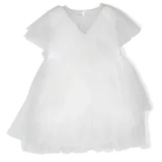 Платье с короткими рукавами и вставкой из тюля