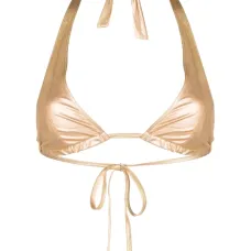 Бикини с вырезом халтер и эффектом металлик