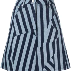 Джинсовая юбка миди в полоску