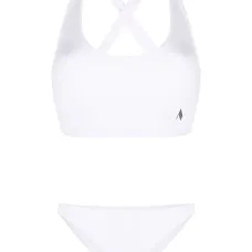 Бикини в рубчик с нашивкой-логотипом