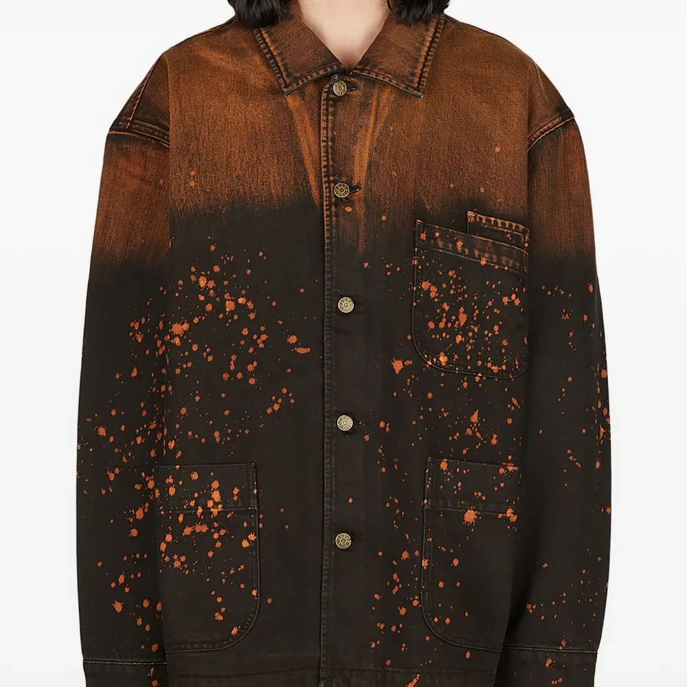 Джинсовая куртка с принтом в виде брызг краски