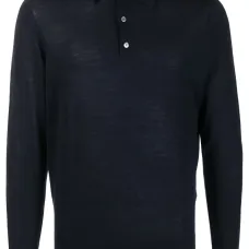 Шерстяная рубашка поло с длинными рукавами