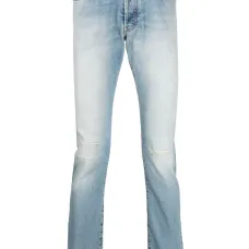 Прямые джинсы с эффектом потертости