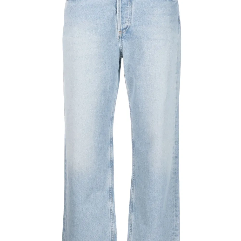 прямые джинсы с необработанными краями