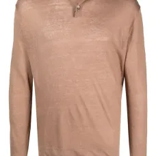 Льняная рубашка поло с длинными рукавами Льняная рубашка поло с длинными рукавами