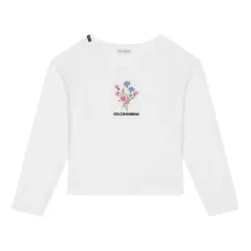 Футболка с длинными рукавами и цветочной вышивкой