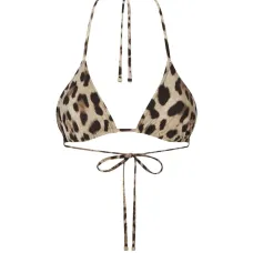 Топ бикини с треугольными чашками и леопардовым принтом