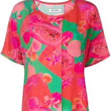 Шелковая блузка с абстрактным принтом