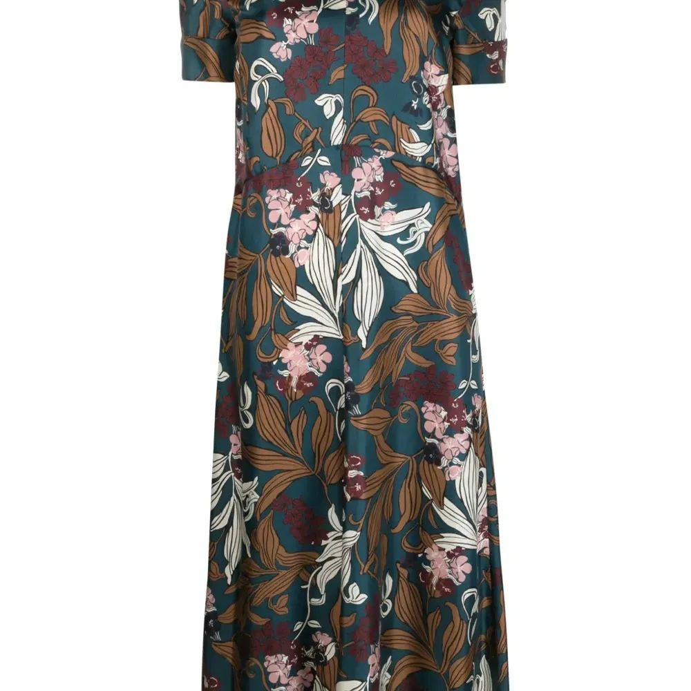 шелковое платье миди с цветочным принтом