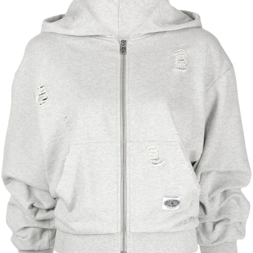 Худи на молнии с эффектом потертости