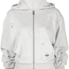 Худи на молнии с эффектом потертости