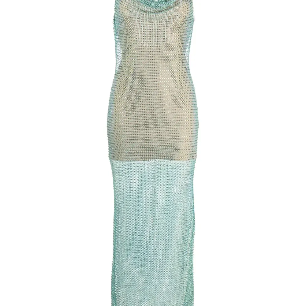 Сетчатое платье со стразами