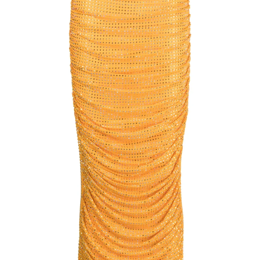 Сетчатая юбка миди со стразами