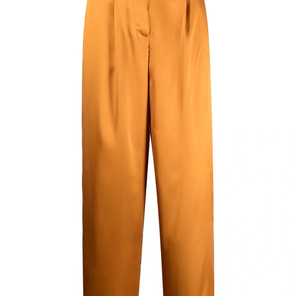 Атласные брюки с завышенной талией