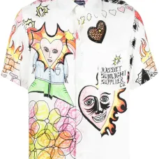 Рубашка с кулиской и графичным принтом