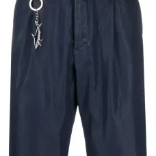 Джинсовые шорты-бермуды с подвеской-логотипом