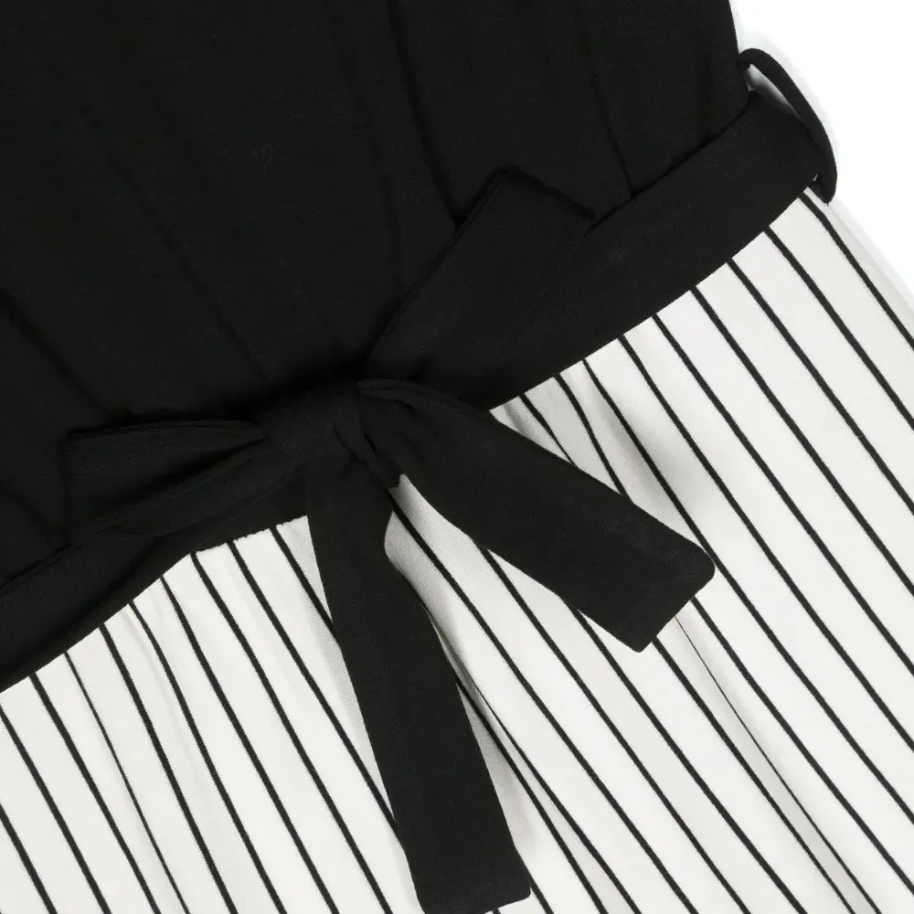 Полосатый комбинезон широкого кроя с поясом