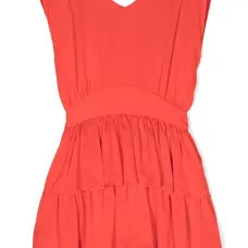 Платье с V-образным вырезом и оборками