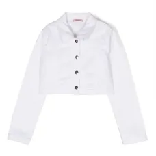 Укороченная джинсовая куртка с нашивкой-логотипом Укороченная джинсовая куртка с нашивкой-логотипом