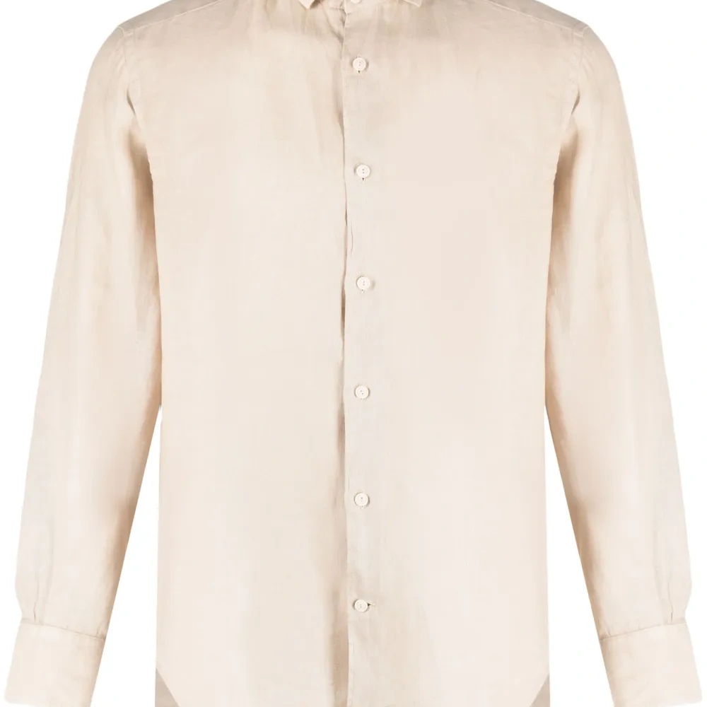 Льняная рубашка с длинными рукавами