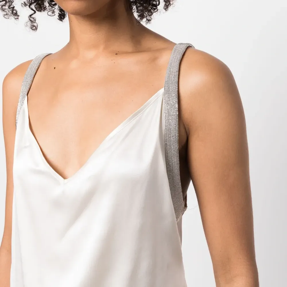 Атласный топ на бретелях с эффектом металлик Атласный топ на бретелях с эффектом металлик