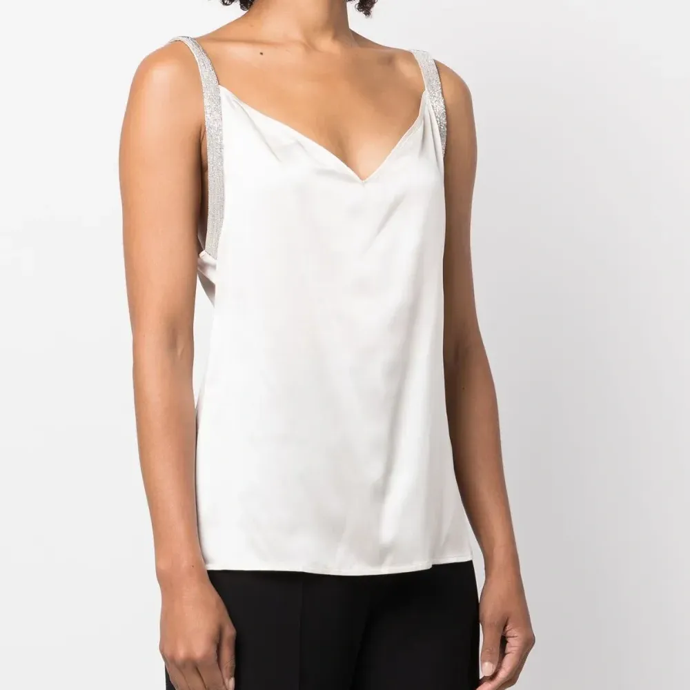 Атласный топ на бретелях с эффектом металлик Атласный топ на бретелях с эффектом металлик