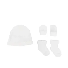 "комплект из шапки, носков и варежек в рубчик"