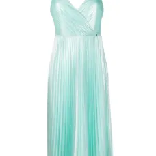 Плиссированное платье с эффектом металлик