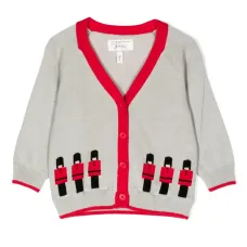 Кардиган вязки интарсия с V-образным вырезом