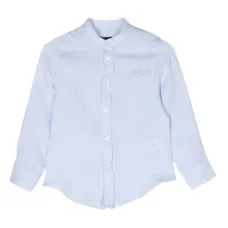 Рубашка с воротником-стойкой и вышитым логотипом