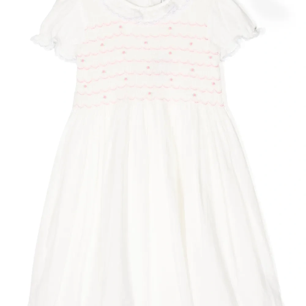 Платье с короткими рукавами и цветочной вышивкой