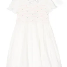 Платье с короткими рукавами и цветочной вышивкой