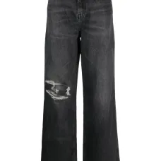 Прямые джинсы с эффектом потертости