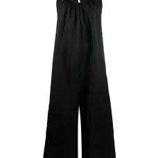 Атласный комбинезон с вырезом халтер