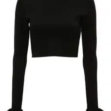 Укороченный топ с оборками на манжетах