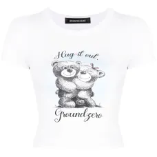 Укороченная футболка с надписью