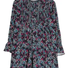 Платье с длинными рукавами и цветочным принтом