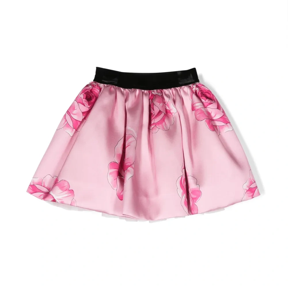 Атласная юбка с цветочным принтом