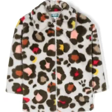 Шуба из искусственного меха с вышитым логотипом