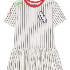 Полосатое платье с аппликацией