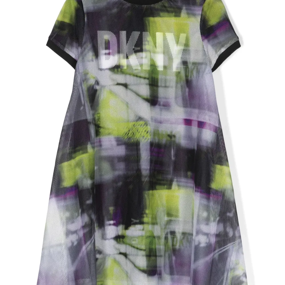 Платье с сетчатым верхом и логотипом