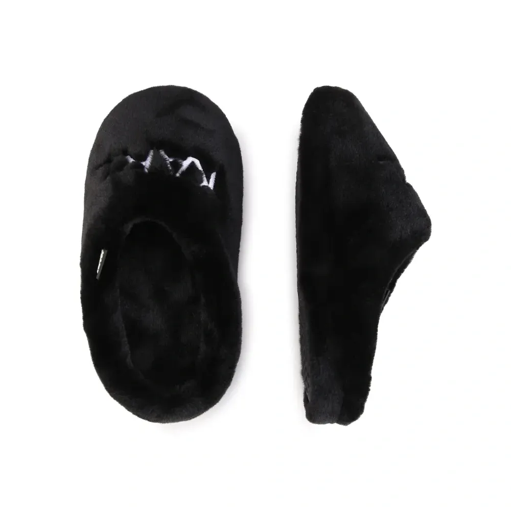 Слиперы с искусственным мехом и вышитым логотипом Слиперы с искусственным мехом и вышитым логотипом