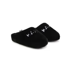 Слиперы с искусственным мехом и вышитым логотипом