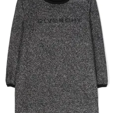 Платье с вышитым логотипом и эффектом металлик