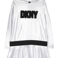 Платье с капюшоном и нашивкой-логотипом